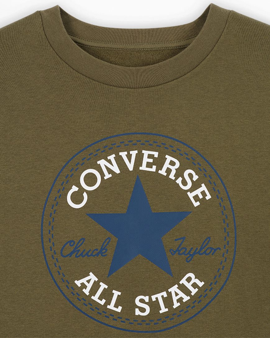 Men's Converse Go-To All Star Patch Standard Fit Fleece Crew Sweatshirts Olive | AU 4806CC